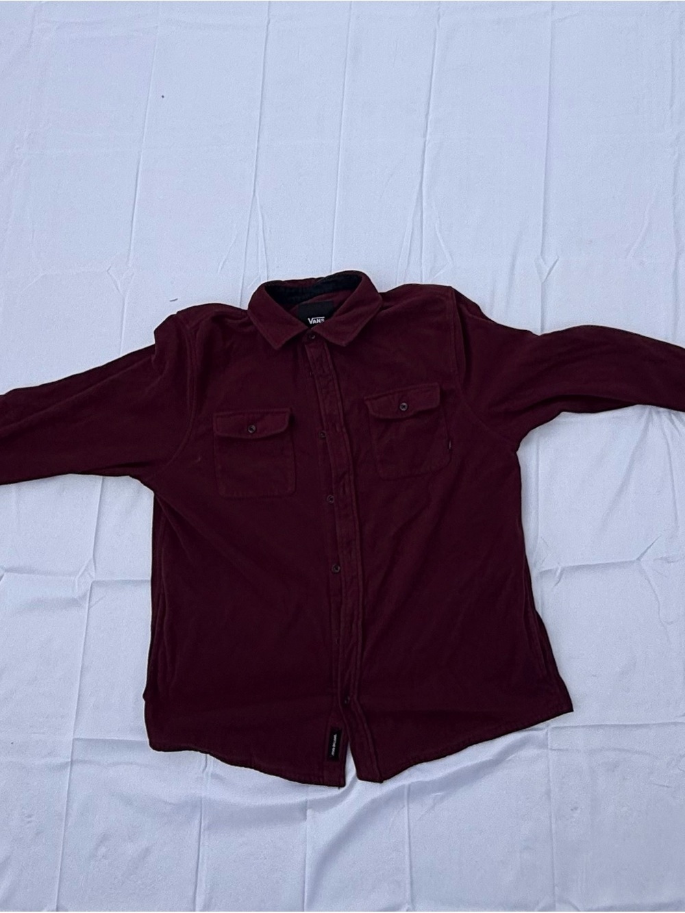 #74 Vans Maroon Fleece Jacket-size(L)